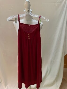 Red Sleeveless Button-Accent Sundress